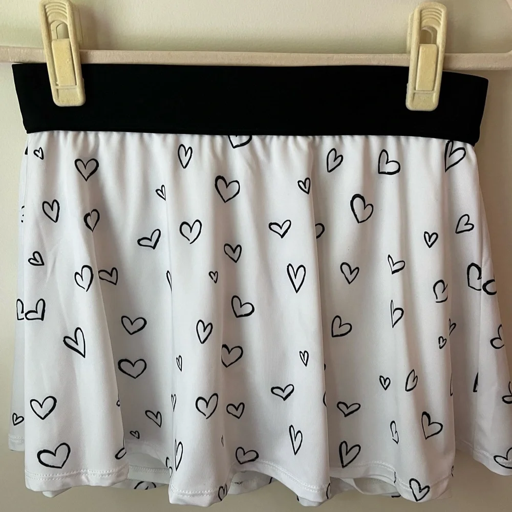 Heart Print Tennis Skirt Skort S SMALL